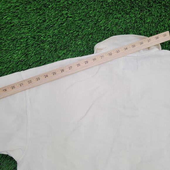 Vintage 90s Jantzen Sweater XL 26x25 Ivory Crest Ribbed - Picture 3 of 12